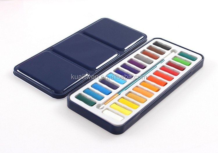 Superior 18/25/33/42 Solid Watercolor Paint Set With Water Brush Pen Travel Water Color Pigment With Tin Box And Paper Box
