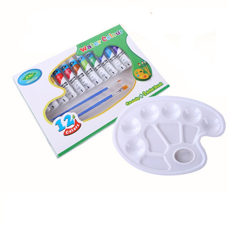 Art Supplies Watercolour And Brushes Set Non-Toxic 12 Colors Watercolor Paint Set With 3 Brush And 1 Palette