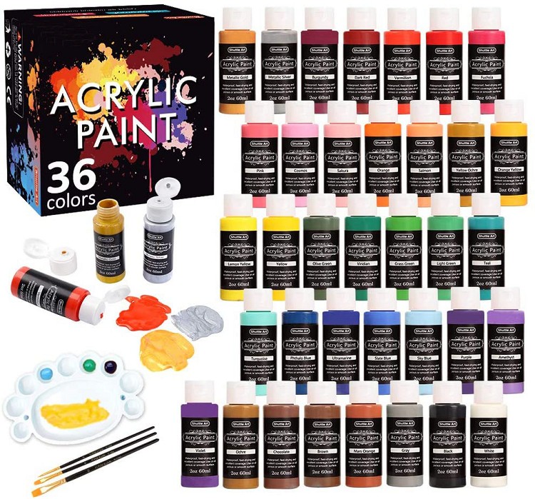 Professional 60ML 36 Colors Rich Pigments Artist Acrylic Paint Set With Brushes And Palette For Painting