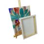 various sizes of artist painting stretched canvas