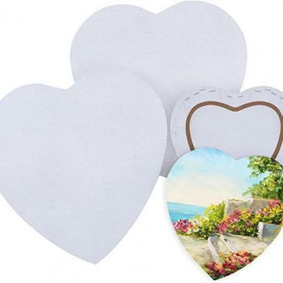 White Blank Heart Shaped Stretched Artist Canvas For Oil Painting Acrylic Watercolor Oil Painting