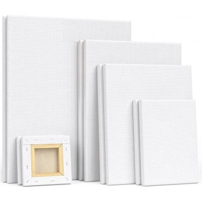 Stretched Canvas 4x4 5x7 8x10 9x12 and 12x16 Inches 100% Cotton Art Supplies for Acrylic Pouring