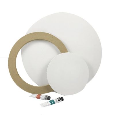 White mdf 280g100% Cotton Art Round Painting Canvas With 1.6cm Slim Profile