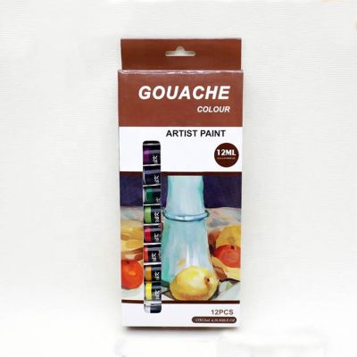 Factory direct sale 12 colors 12ml artist kids gouache painting set
