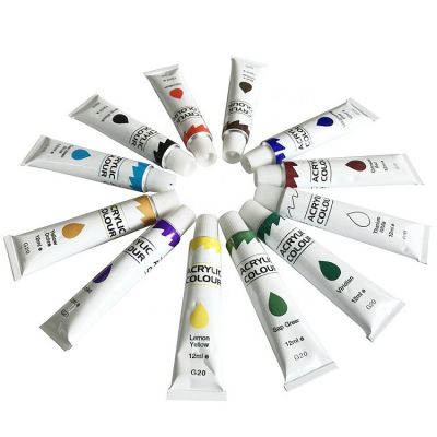 art supplies non-toxic artist 12ml acrylic color paint set for kids