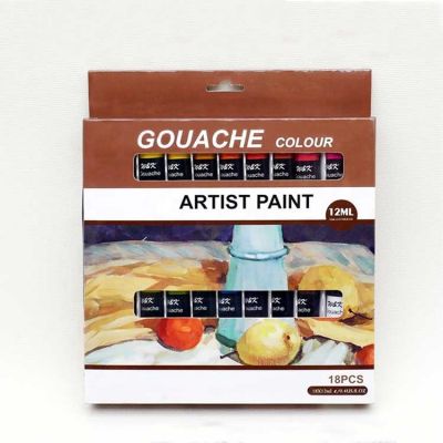 Wholesale professional non-toxic 18 colors 12ml gouache paint set