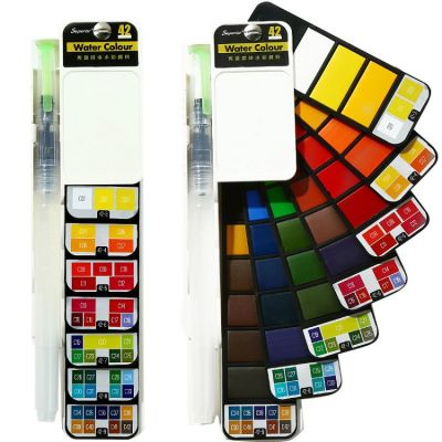 New arrival portable pocket travel bright color 42 olors solid watercolor paint set