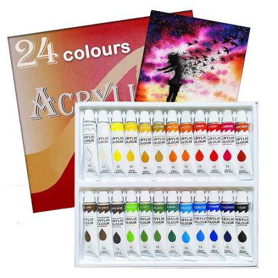 Acrylic Paint Set 24 Colors 12ml Acrylic Non-Toxic Rich Pigments Paints Sets for Artists