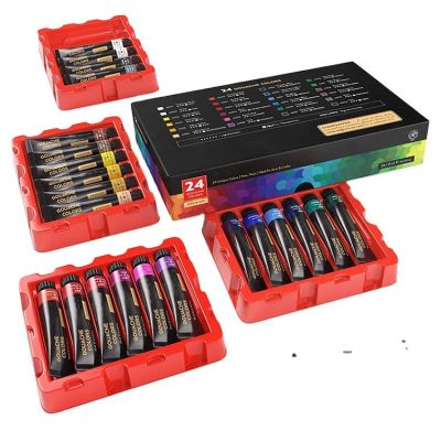 24 Colors/Tubes (24x12ml/0.4oz) with Storage Box, Rich Pigments, Vibrant art kids Acrylic Paint Set