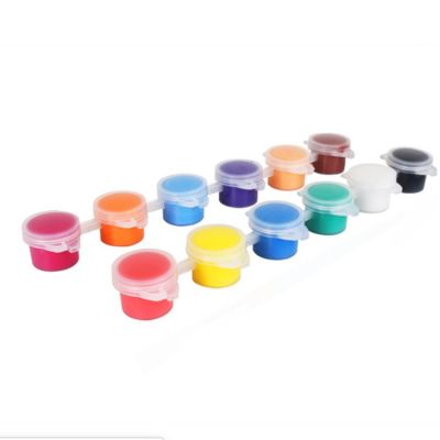 Factory wholesale cheap 6x3ml strip pot acrylic paint set w/paint brush