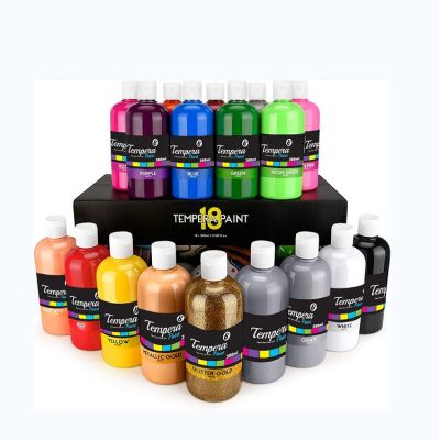 18 colors large volume 380ml washable tempera paint for kids finger painting