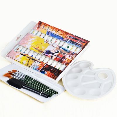 3D heavy body 24x12ml artist acrylic paint set with paint brushes