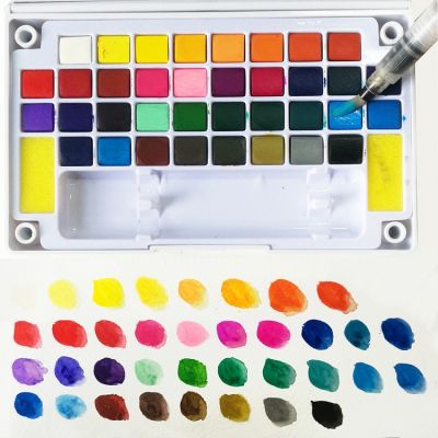 Travel Pocket Watercolor Field Sketch Set - 36 assorted Colors with 2 Water Brushes