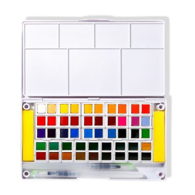New hot sale 48 Solid Colors Watercolor Paint with Water Brushes