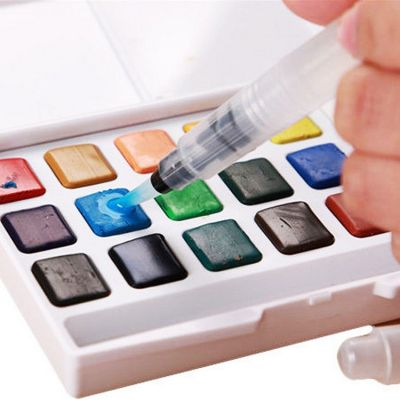 48 Metallic Colors Portable Watercolor Palette with 2 Refillable Water Blending Brush Pens
