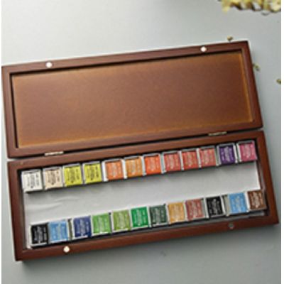 48colors professional colore watercolor solid paint wooden box set
