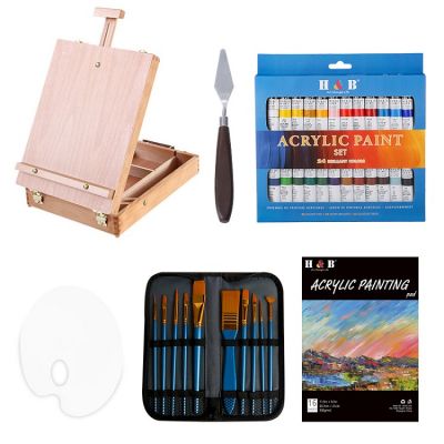 Professional Supplies 30 pcs acrylic Paint Set with 24 Paints and acrylic Brushes painting knives paint palette Acrylic pad