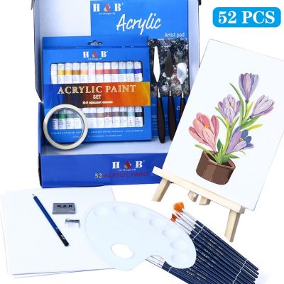 non toxic 52 pieces wholesale art acrylic paint set with brushes