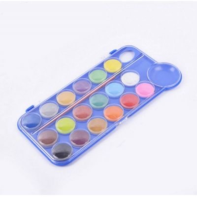 Wholesale Art Watercolor Paint Set 18 Colors Plastic Box Solid Watercolor Cake Paint Set With 1 Brush