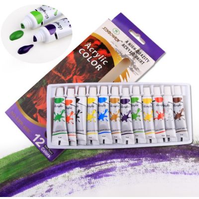Factory Professional 12 Colors Non-Toxic Art Acrylic Painting Tubes Set Colour Acrylic Paint Set For Art Painting