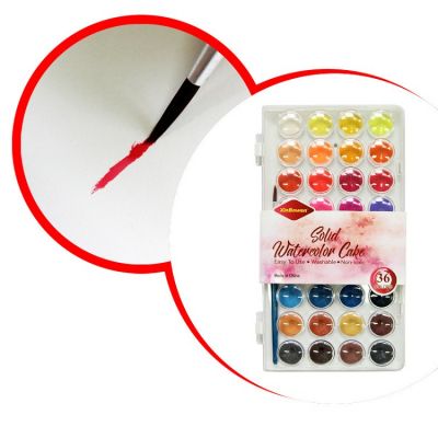 Professional Non-Toxic Transparent Box Package 36 Colors Washable Solid Watercolor Paint Set