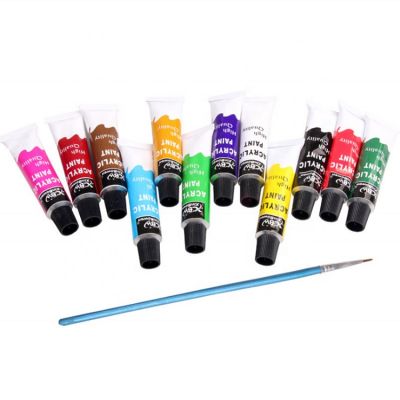 Low Prices 12 Colors Non-Toxic Art Color Oil Paints 12Ml Artist Acrylic Watercolor Paint Set With Brush