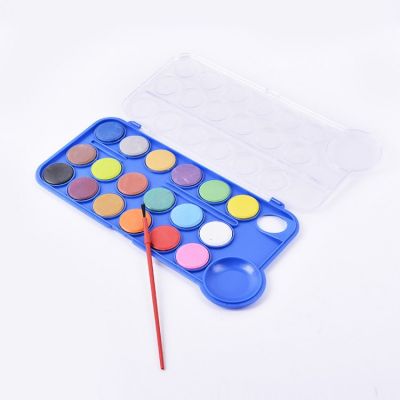 18 Colors Plastic Box Solid Gouache Paint Set Cake Shape Water Color Paint With A Brush