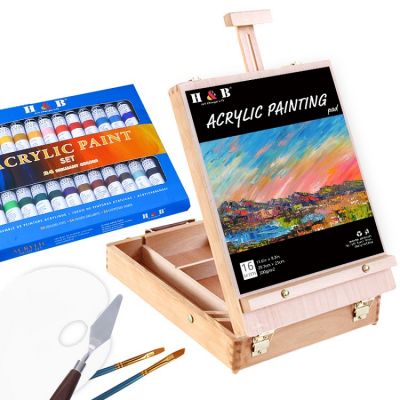 30pcs with Easel Artist acrylic paint brush set