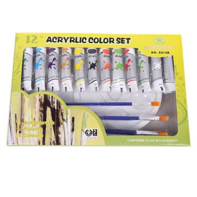 Art Supplies Professional Kids Art Set Painting 12 Pcs Eco-Friendly Non Toxic Acrylic Paint Set With Brushes And Palette