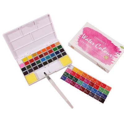 Professional Quality 36 Colors Solid Watercolor Paint Set With Water Brush Pen