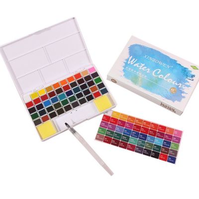 Art Supplies 48 Colors Solid Watercolor Paint Set With Water Brush Pen