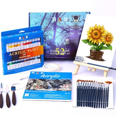 52pcs art set Acrylic Paint Artist Set Includes Colorful Acrylic Paints, Brushes, Canvas, and Palette