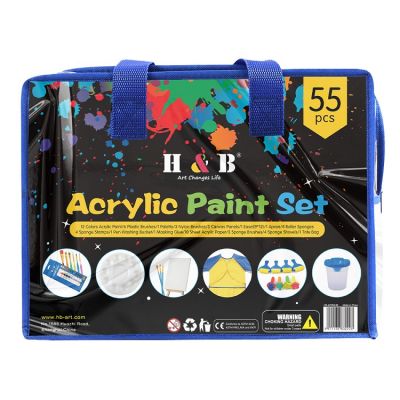 kids diy 55pcs drawing coloring paint brush acrylic paint art set kid