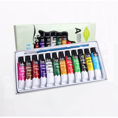 Professional Paint On Wall Clothes Painting 12 Colors 12 ml Non-toxic Artist Acrylic Colour Paint With Brush