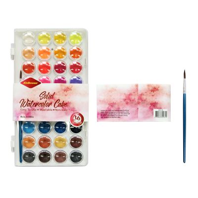 Professional Non-Toxic Watercolour Transparent Box Package 36 Colors Washable Solid Watercolor Paint Set