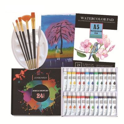 Amazon Hot Selling Washable 32 Pieces Acrylic Painting Art Kit Set For Kids