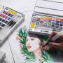 Art 12 Assorted Watercolor paint Travel Pocket Set Watercolor Paint Cake With Free Refillable Water Brush And Sponge