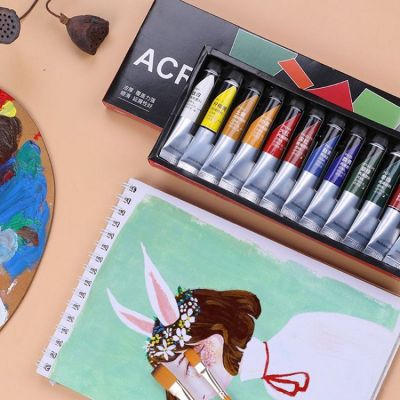 Factory Direct Acrylic Paint Set 12 Color Waterproof Diy Hand-Painted Paint Set