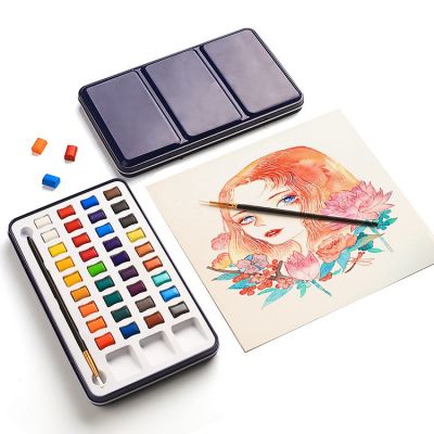 Lightwish Watercolor Paint Set 36 Vivid Colors in Pocket Box Bonus Watercolor Brush Perfect for Students Kids Beginners & More