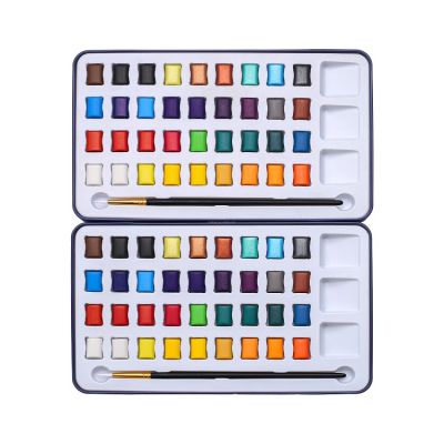 Professional 12/18/24/36 colors mixing palette canvas paint brush artist pocket metallic neon solid watercolor paint