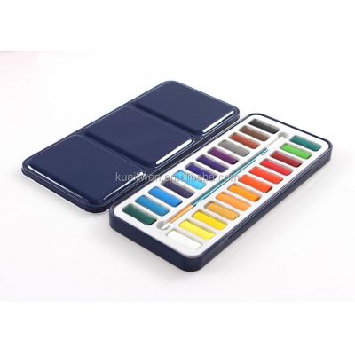 Superior 18/25/33/42 Solid Watercolor Paint Set With Water Brush Pen Travel Water Color Pigment With Tin Box And Paper Box