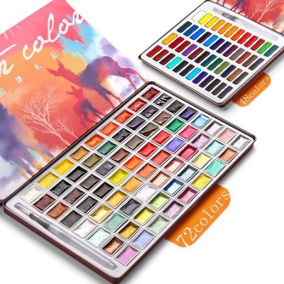 Professional solid watercolor paints set artist student school drawing supplies