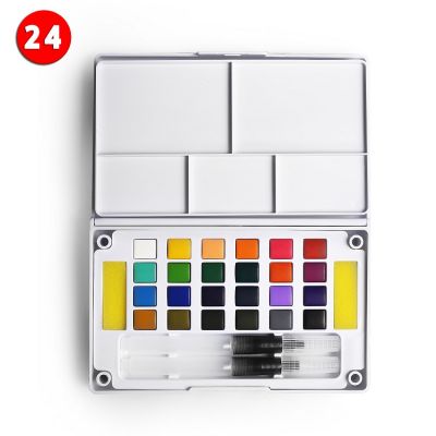 12/18/24/36 Colors Portable Travel Solid Pigment Watercolor Paints Set With Water Color Brush Pen For Painting Art Supplies