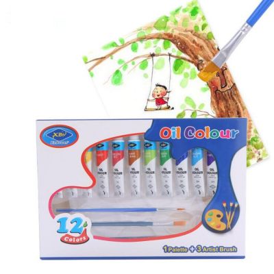 Professional Artis Non-Toxic 12 Colors 12ML Oil Paint Set With 3 Brush And 1 Palette