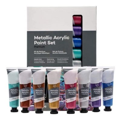 high quality acrylic paint art set 8*36ml paints acrylic metallic for Most Surfaces Including Canvas, Card, Paper and Wood