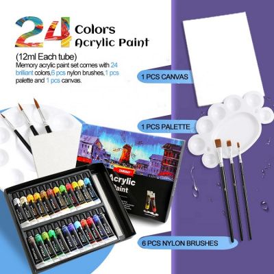 Rich 12 Colors 12ML Amazon Hot Selling Tube Non Toxic Non Fading Artist Pigments Acrylic Paint Set for Painters Adults and Kids