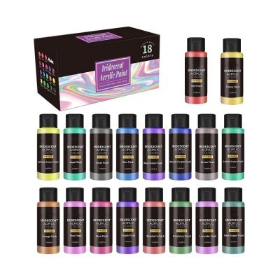 18 color acrylic color paint iridescent mini acrylic paint non-toxic bottle on canvas,clear acrylic paint