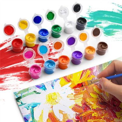 2pcs brush Set 12 strips acrylic paint pot kit for school kids art supplies DIY craft painting