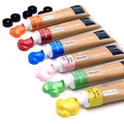 acrylic paint 22ml art paint acrylic 24 Metallic Colors acrylic set paint with brushes for Wood, Fabric, Crafts, Canvas