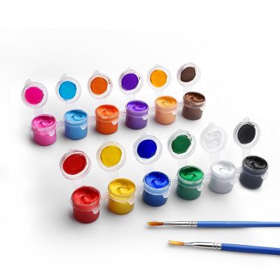 Art supply craft DIY painting set 12 colors acrylic paint pigment pot jar cup with storage box for rocks wood